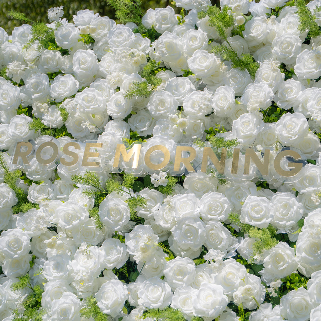 Forest - White Green Popular 5D Fabric Roll Up Flower Wall for Wedding Party Backdrop