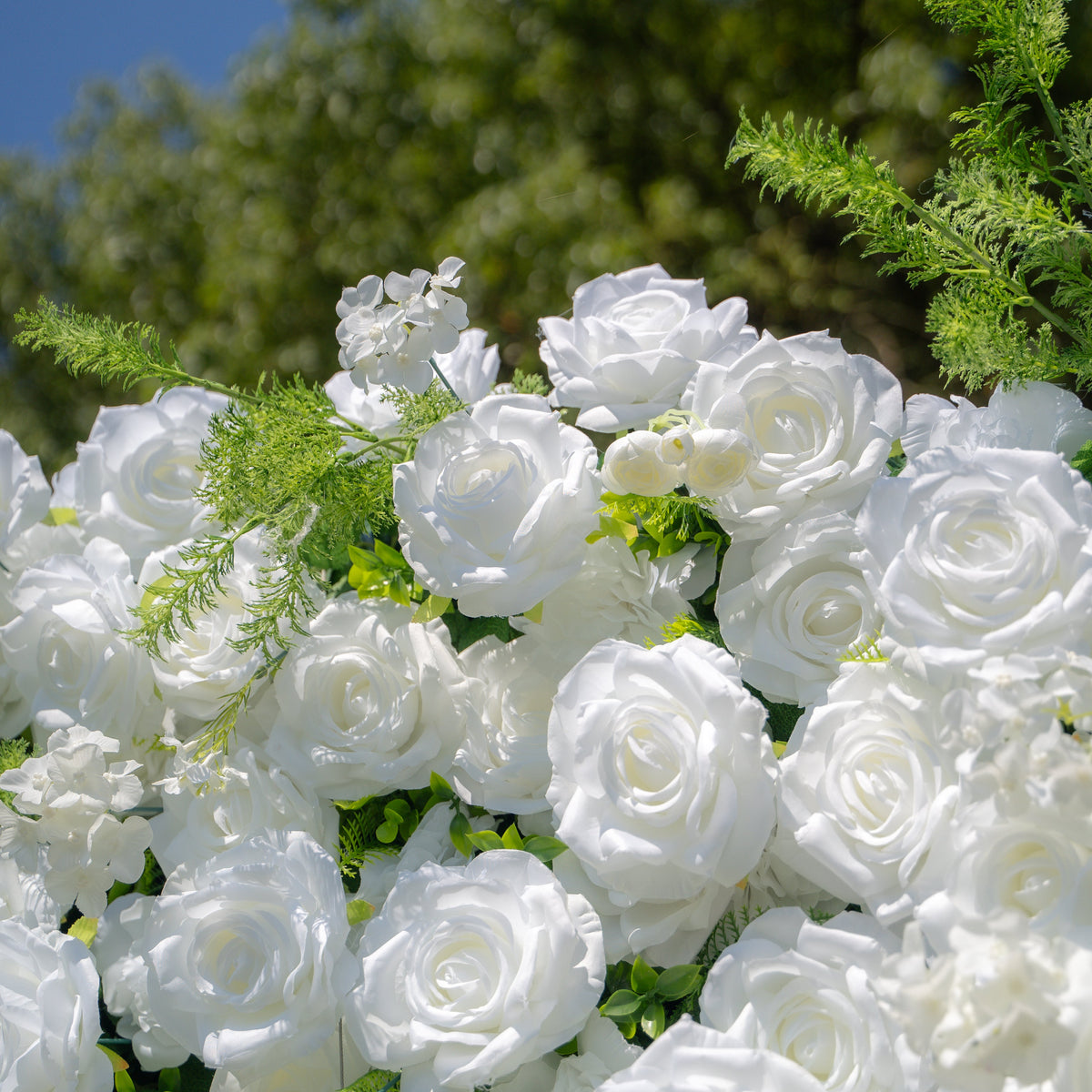 Forest - White Green Popular 5D Fabric Roll Up Flower Wall for Wedding Party Backdrop