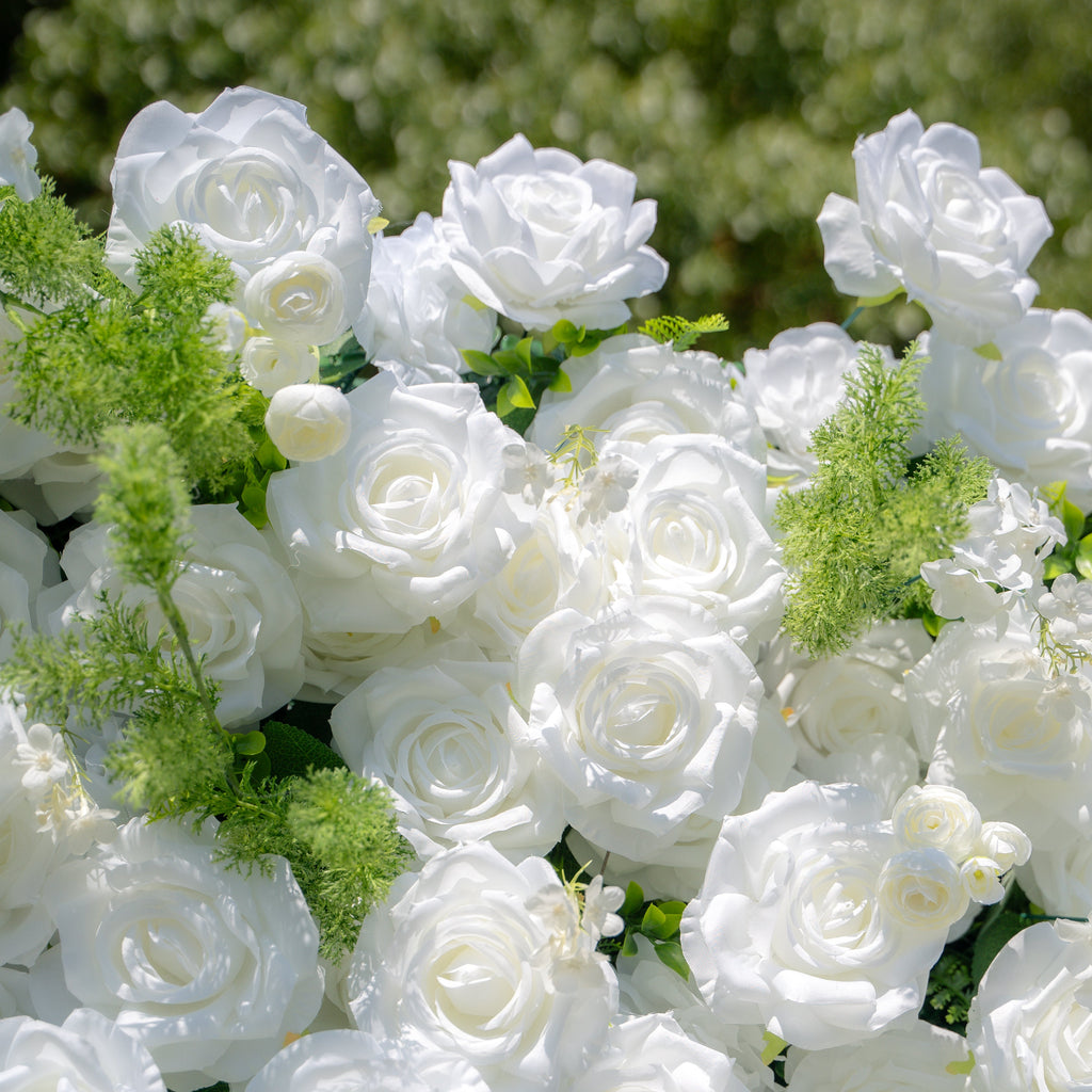 Forest - White Green Popular 5D Fabric Roll Up Flower Wall for Wedding Party Backdrop