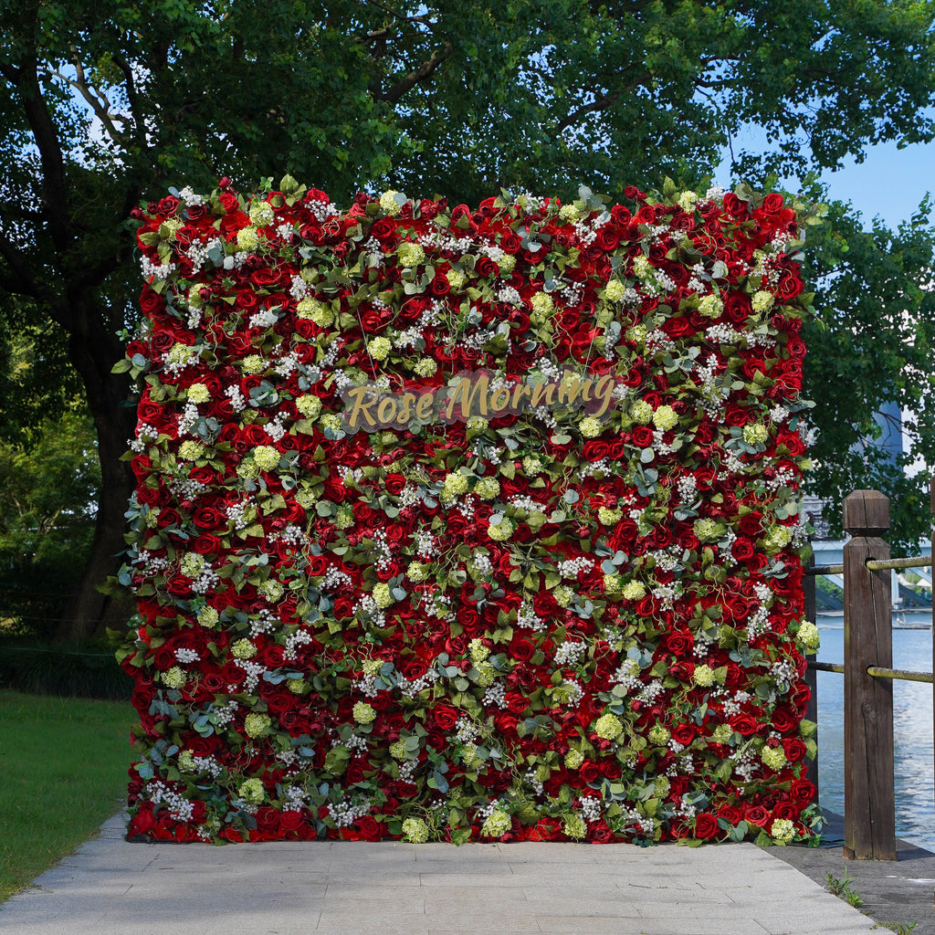 Lora：5D Fabric Artificial rolling up curtain flower wall