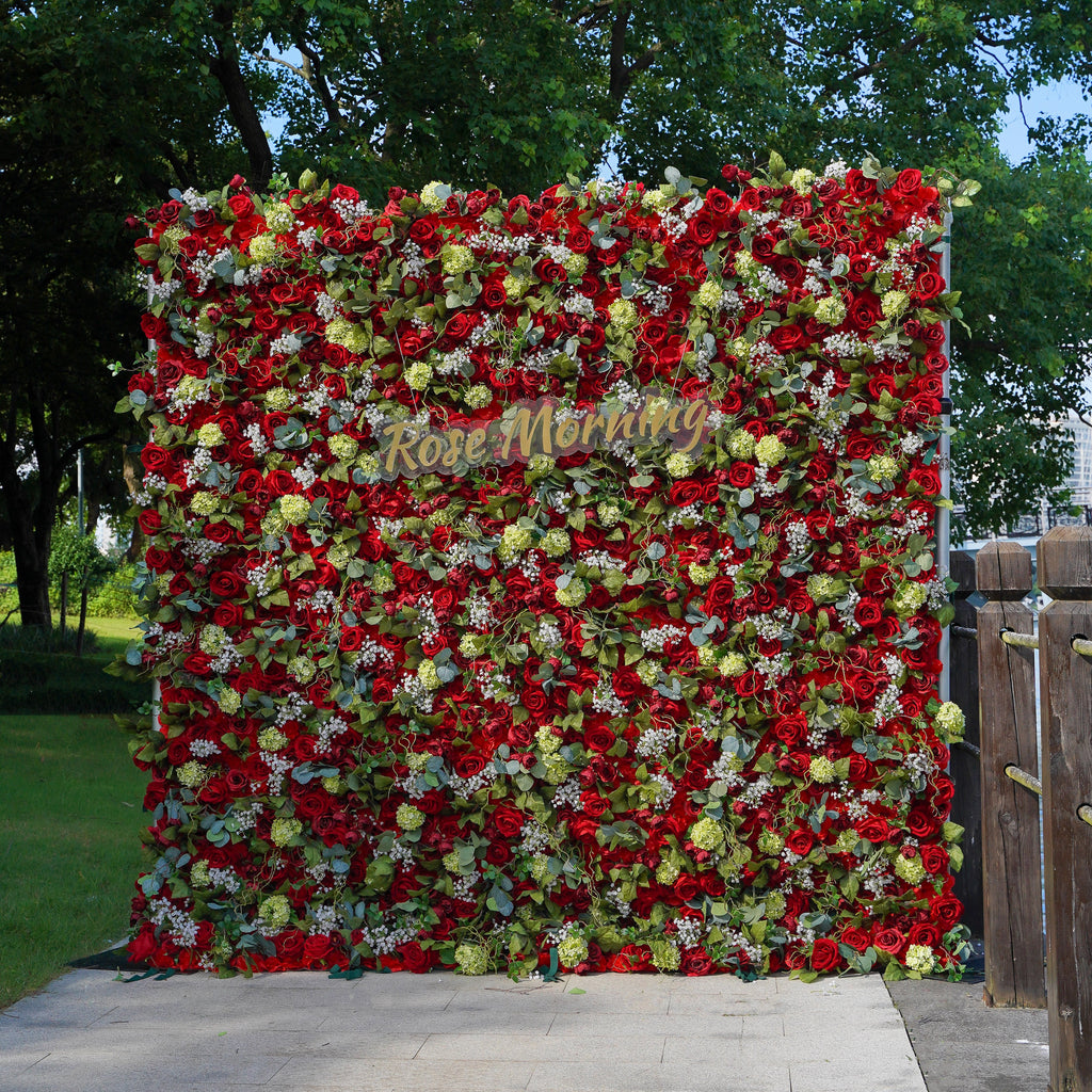 Lora：5D Fabric Artificial rolling up curtain flower wall