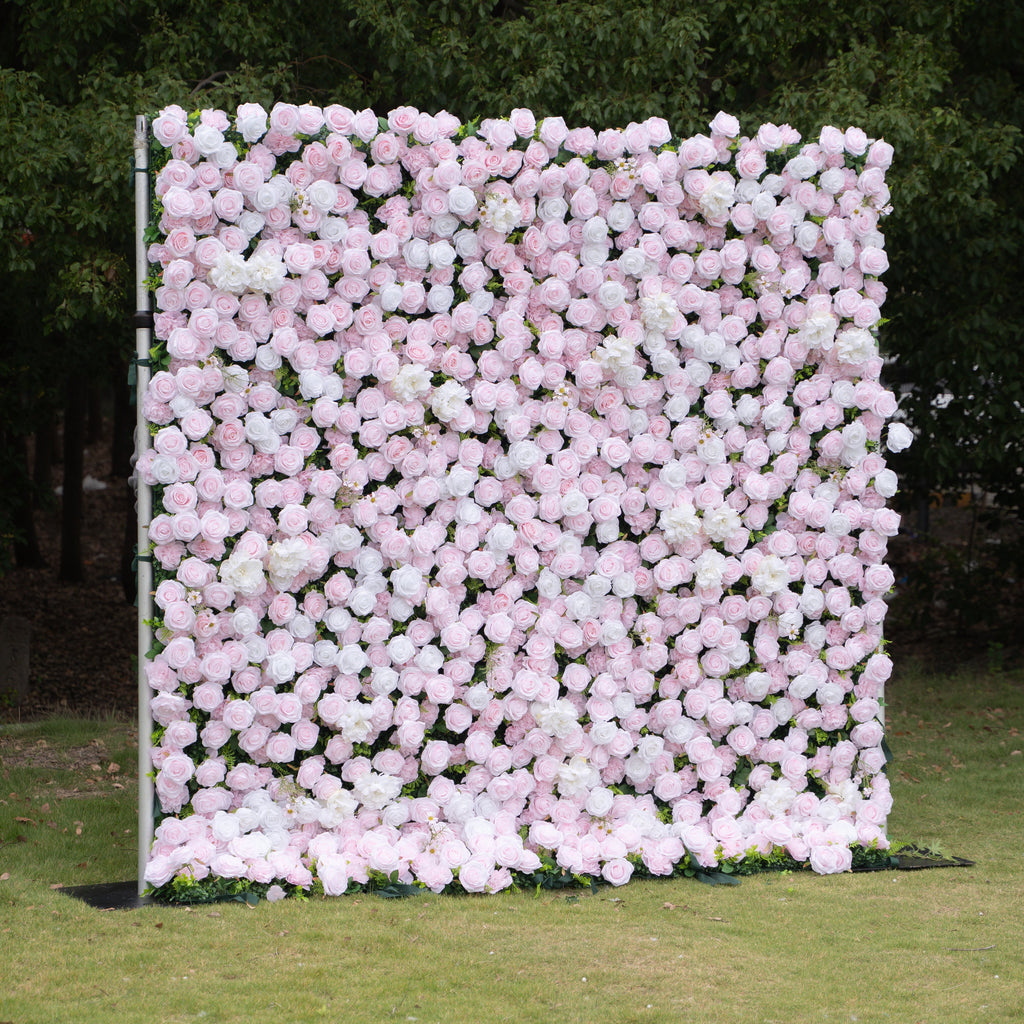 Whitepink: 3D Layered Flower Wall - Luxury Silk Rolling Backdrop (In US Stock 5-7 Days Delivered)