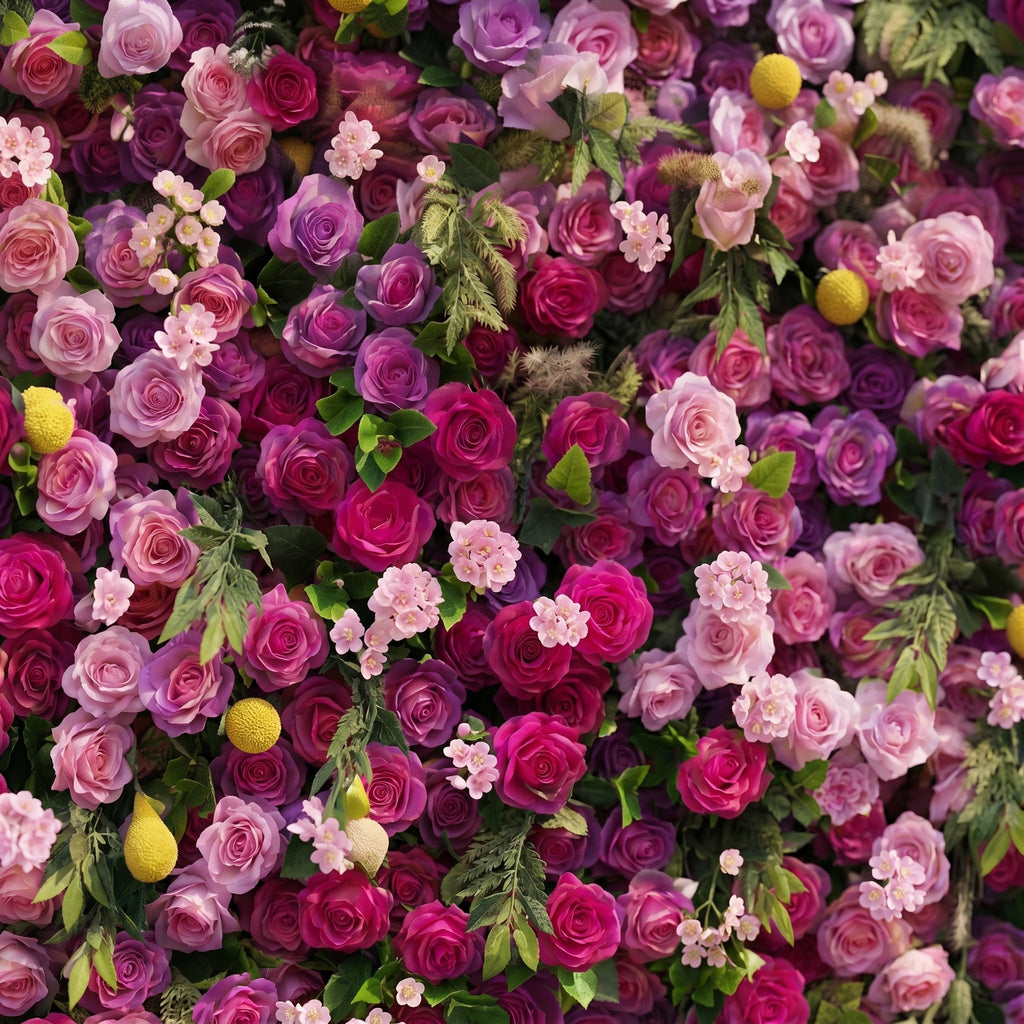 Daelsora: Luxury 5D Berry Purple & Fuchsia Pink Silk Floral Wall Backdrop for Modern Weddings & Galas