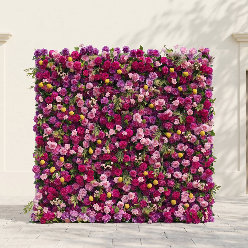Daelsora: Luxury 5D Berry Purple & Fuchsia Pink Silk Floral Wall Backdrop for Modern Weddings & Galas