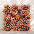Daelyne: Luxury 5D Sunset Orange & Lavender Silk Floral Wall Roll-Up Fabric Backdrop for Warm Summer Weddings