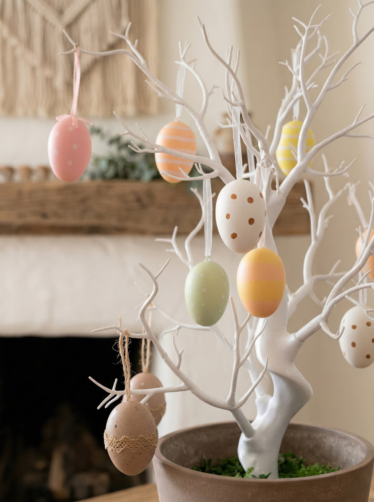 21.6" Artificial Easter Egg Tree - Modern Pastel Spring Centerpiece for Tabletop Decor