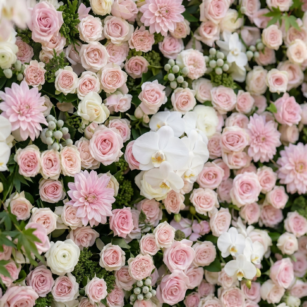 Embervale:Luxury 5D Roll-up Pink&White Flower Wall for Wedding and Events Decor