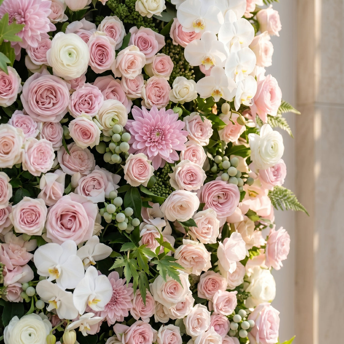 Embervale:Luxury 5D Roll-up Pink&White Flower Wall for Wedding and Events Decor