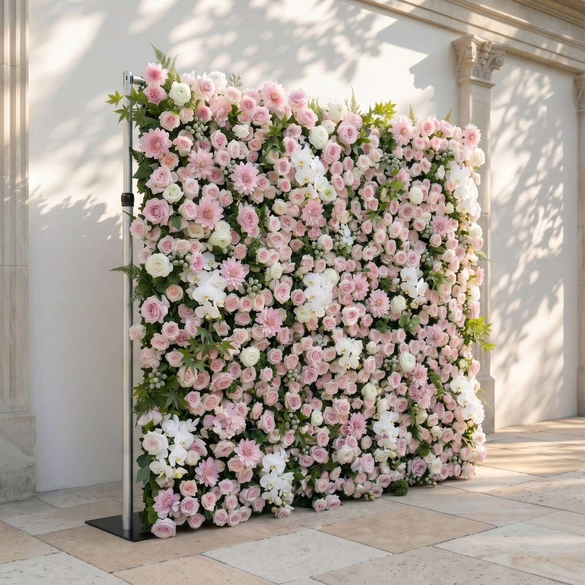 Embervale:Luxury 5D Roll-up Pink&White Flower Wall for Wedding and Events Decor