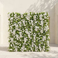 Evelaria: Luxury 5D White & Green Silk Floral Wall Roll-Up Backdrop for Edgy Romantic Weddings