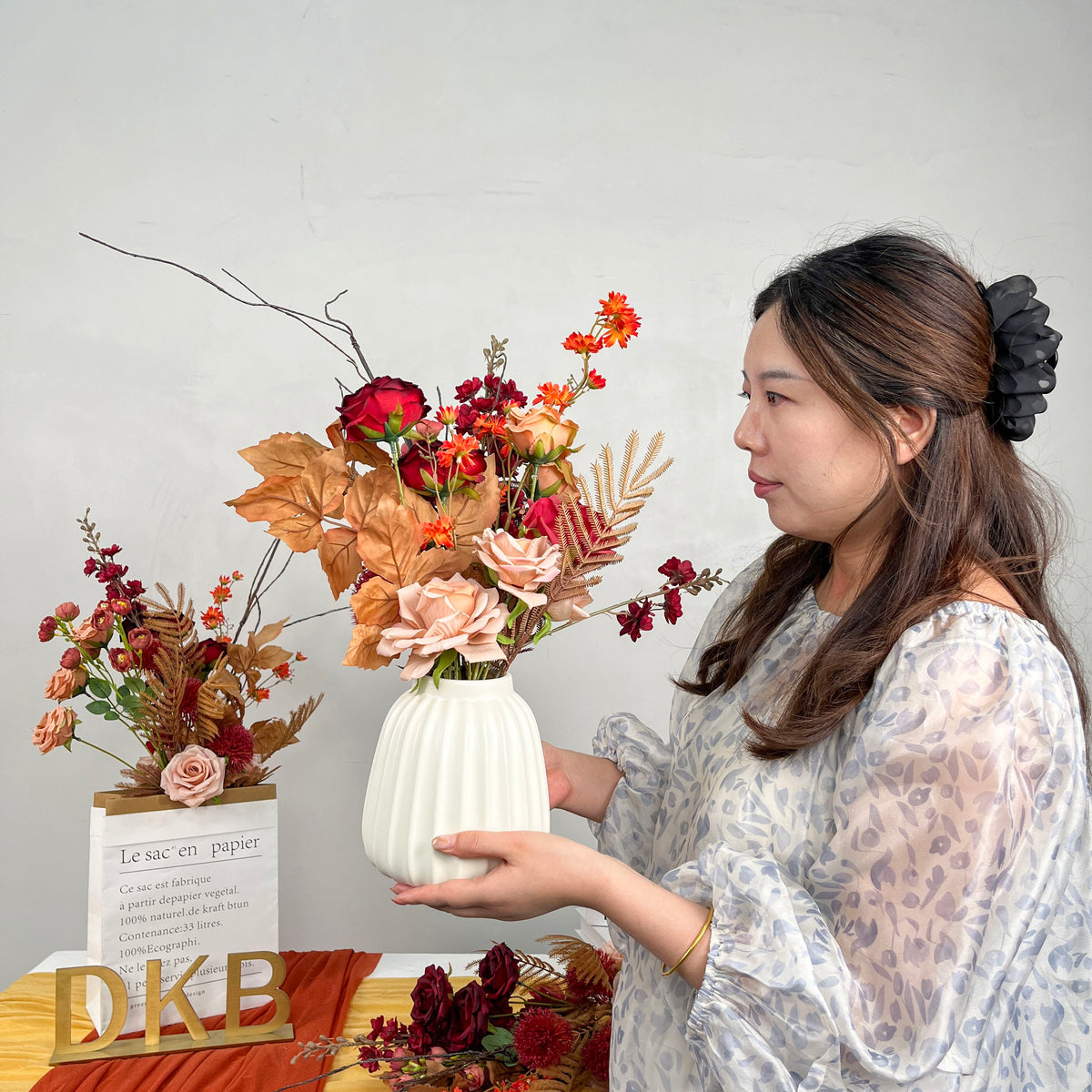 Factory price wholesale bouquet de fleurs wedding real touch artificial silk wedding bouquet for bride - Free Shipping