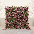 Gaellena:Luxury 5D Burgundy & Blush Pink Floral Wall with Greenery Roll-Up Backdrop for Romantic Fall Weddings