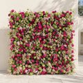 Floria: Luxury 5D Hot Pink & Green Silk Floral Wall Roll-Up Fabric Backdrop for Vibrant Summer Parties & Events