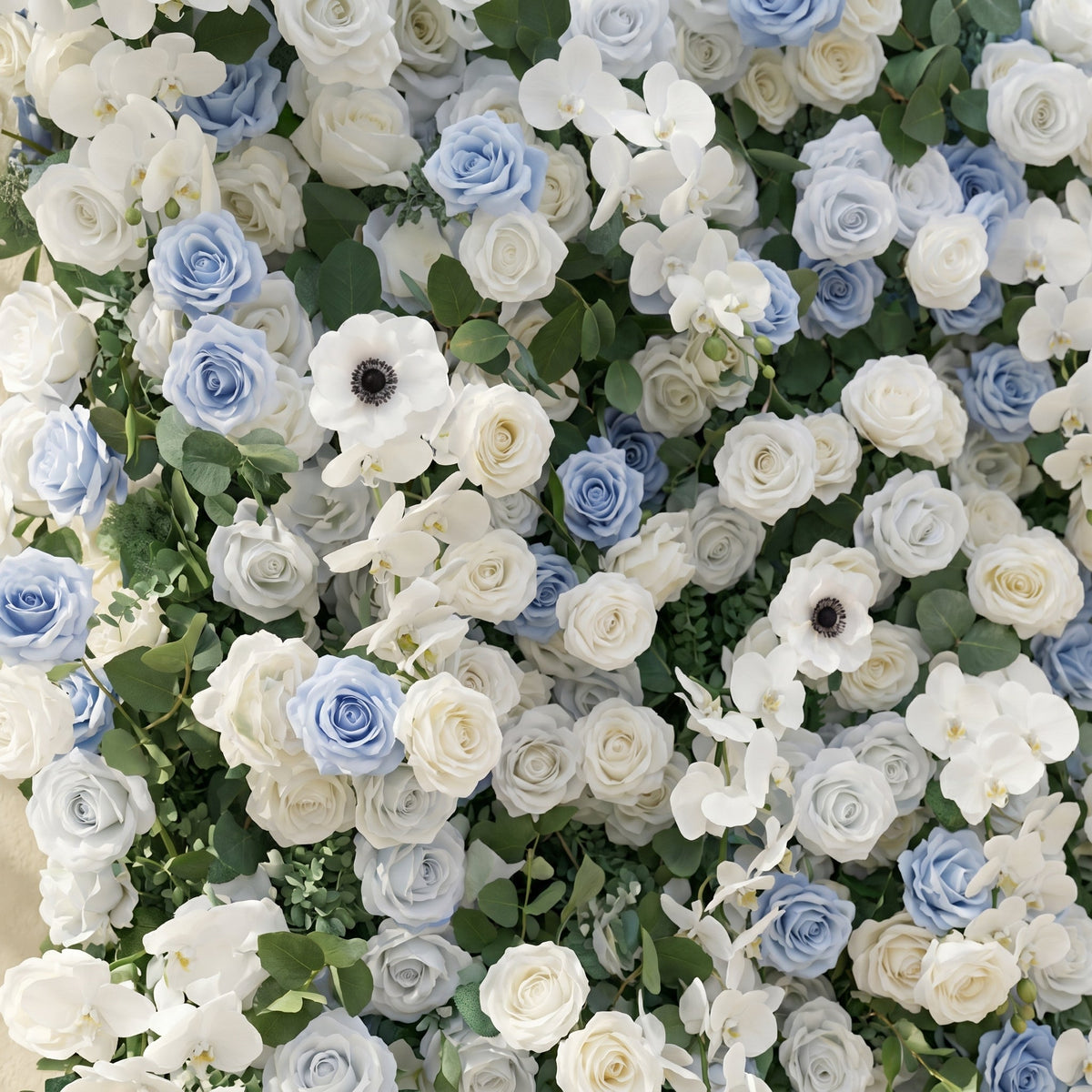 Glenena:Elegant 5D Sky Blue & White Floral Wall Roll-Up Backdrop for Bright Spring Wedding Aesthetics