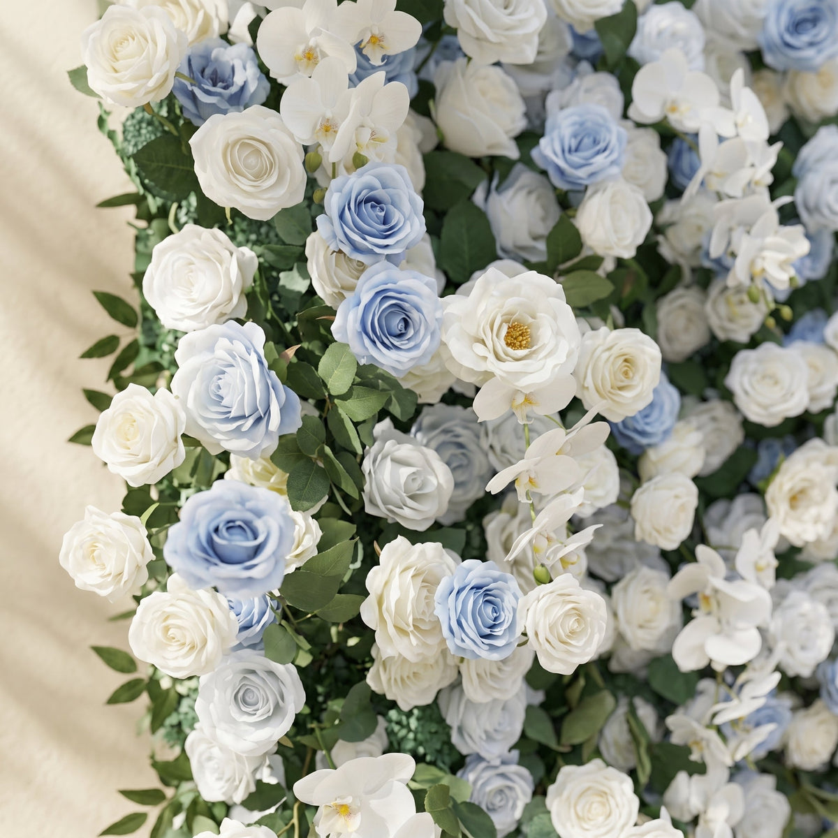 Glenena:Elegant 5D Sky Blue & White Floral Wall Roll-Up Backdrop for Bright Spring Wedding Aesthetics