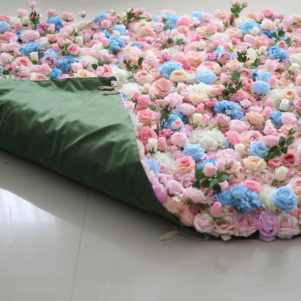 Roll up 3D 5D Rose Flowerwall Background Panel Artificial Silk Flower Wall for Wedding Shop Decor Free Shipping