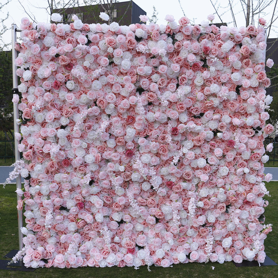 High Quality Silk Wedding Event Floral Artificial Rose Flower Wall Wedding Home Party Decoration Stage Backdrop Free Shipping