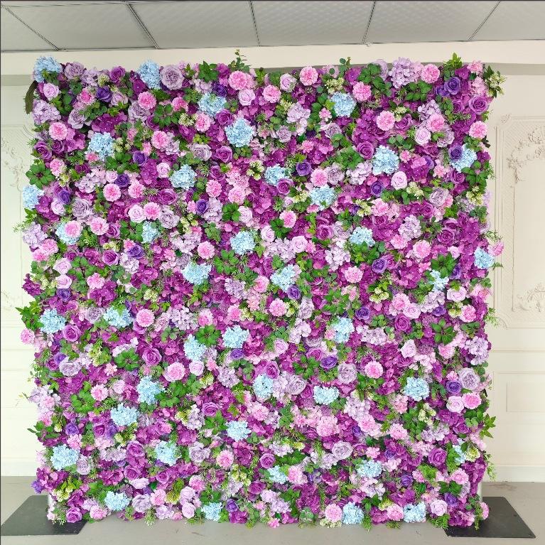 Wedding Decoration Flower Wall High Quality Artificial Silk Rose Cloth Back Roll up Flower Wall Free Shipping