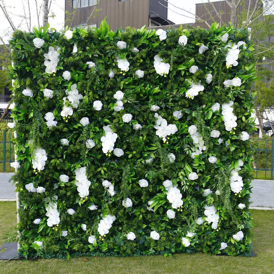 Roll up Floral Grass Flower Backdrops Wall Curtain Flower Wall Floral Wall for Outdoor Wedding Free Shipping