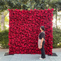 Hot Selling 8*8ft Square Flower Wall Panel Rose Morning Red 5D Artificial Rose Flower Wall Backdrop for Party Decoration Free Shipping