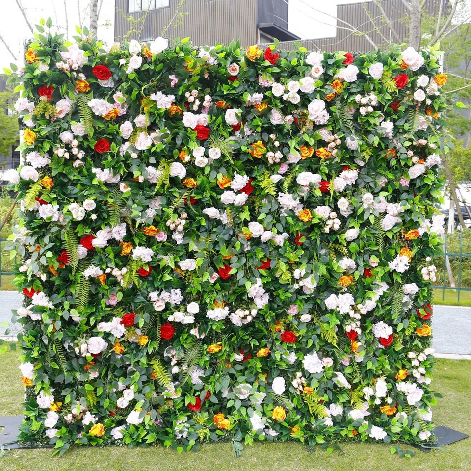 Roll up Floral Grass Flower Backdrops Wall Curtain Flower Wall Floral Wall for Outdoor Wedding Free Shipping
