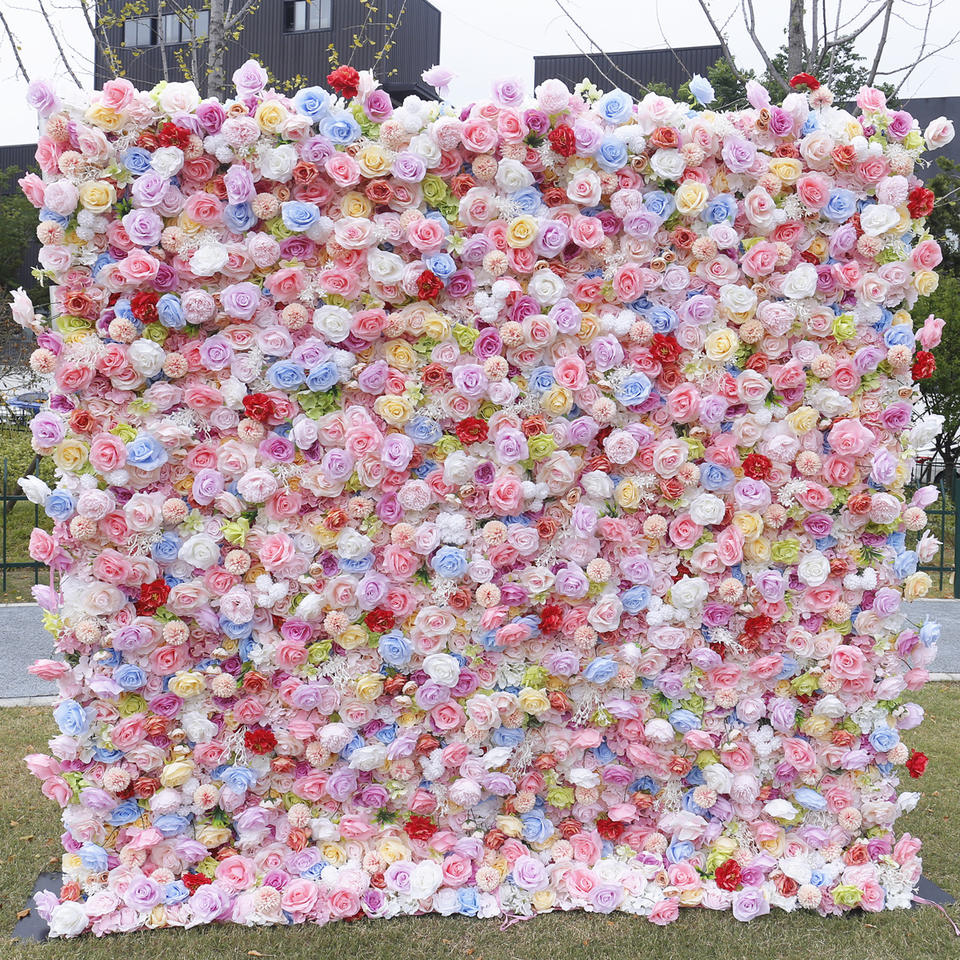 High Quality Silk Wedding Event Floral Artificial Rose Flower Wall Wedding Home Party Decoration Stage Backdrop Free Shipping