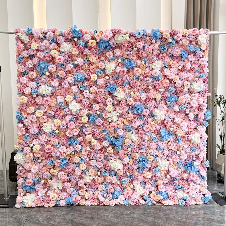 High Quality Silk Wedding Event Floral Artificial Rose Flower Wall Wedding Home Party Decoration Stage Backdrop Free Shipping