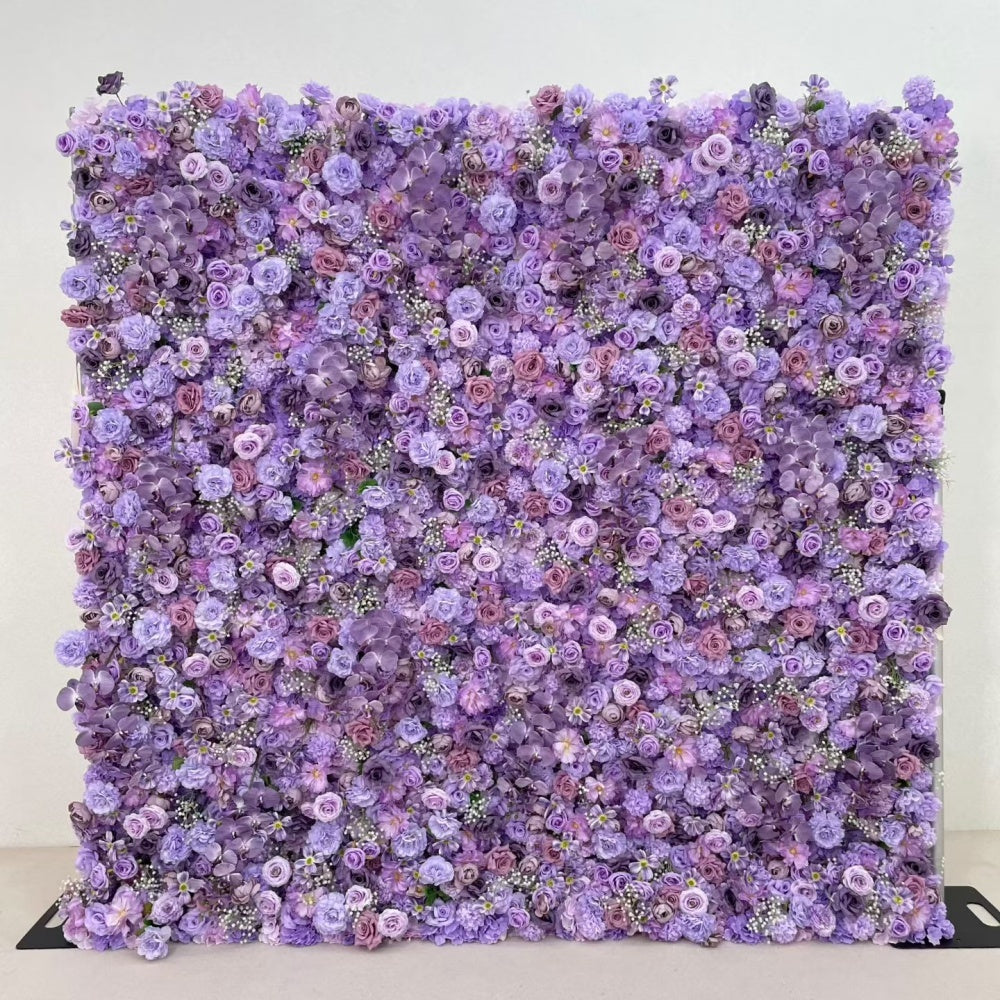 High Quality Flower Wall 8*8 ft Roll up Purple Artificial Orchids Flower Wall Floral Backdrop Arrangement for Party Decoration Free Shipping