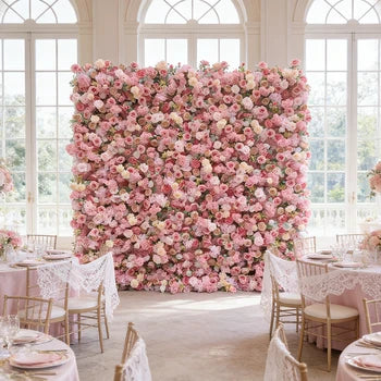 High Quality Handmade Pink Artificial Flower Wall for Wedding & Proposal Events Backdrop Flower Panel Wedding Decoration Free Shipping