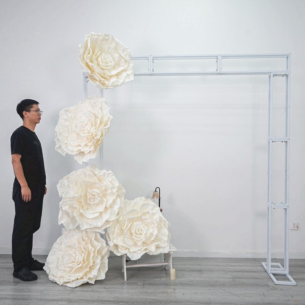 High Quality Paper Flower Giant Cream White Dia 80cm Artificial Peony Flower Decoration for Hotel Shopping Mall Birthday Party - Free Shipping