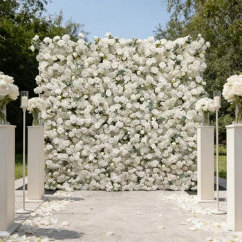 High Quality White 5D Rose Artificial Flower Wall Hanging Decoration for Wedding Christmas Thanksgiving & Easter Decor Free Shipping