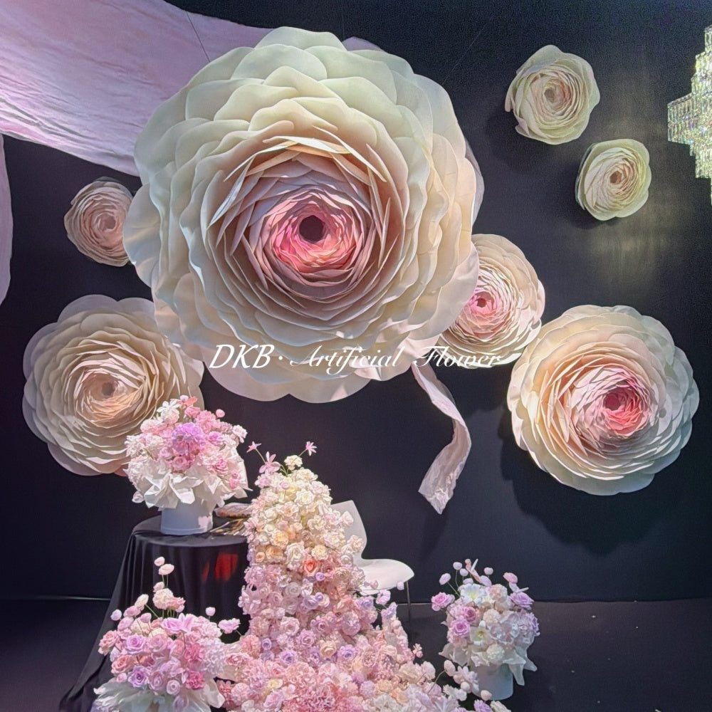 Hot Sale EVA Artificial Giant Flower Giant Ranunculus Large Gradient Pink Flower for Window Dressing Wedding Stage Art Decor - Free Shipping