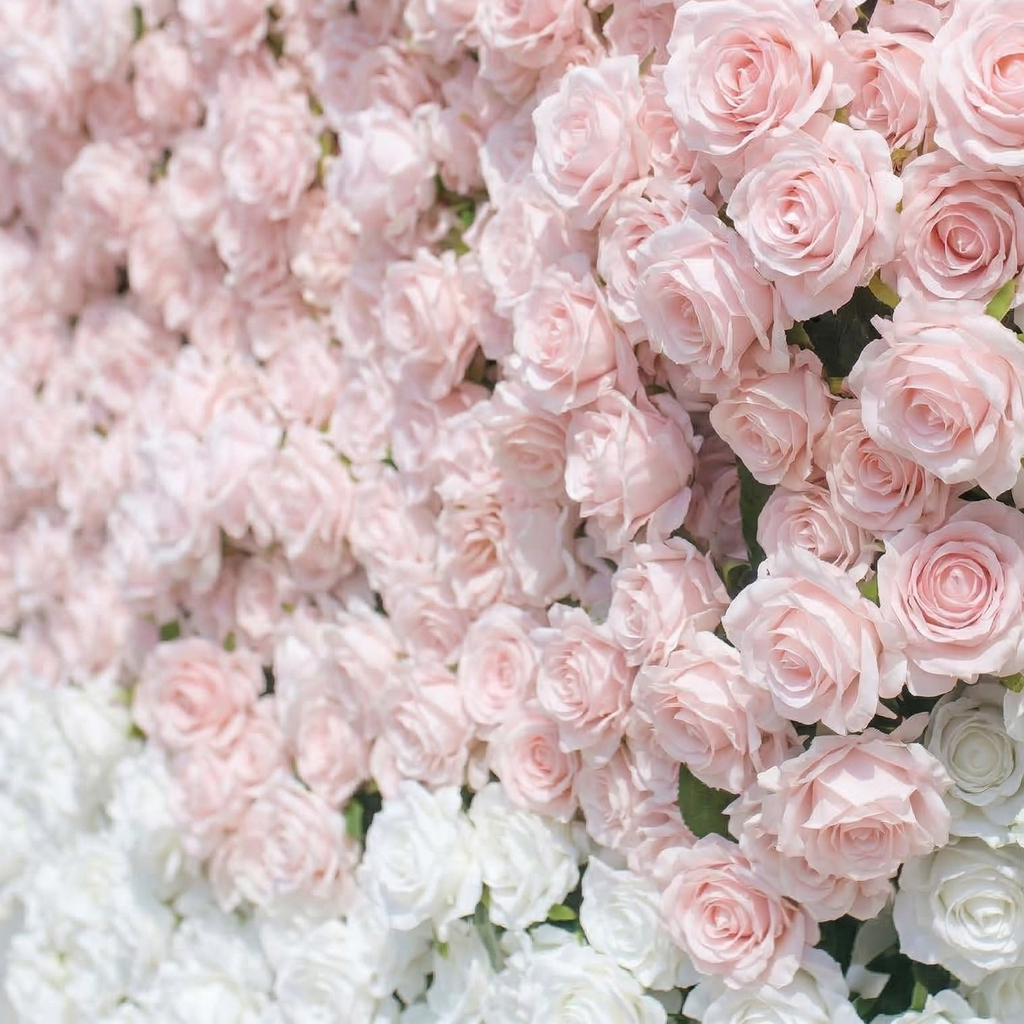 Ismira：3D Dreamy Pink & Ivory Heart-Shaped Aritificial Floral Backdrop for Sweet Proposals & Weddings