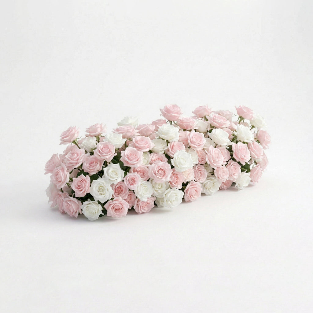 Ismira：3D Dreamy Pink & Ivory Heart-Shaped Aritificial Floral Backdrop for Sweet Proposals & Weddings