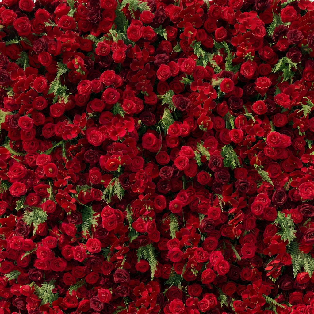 Ivelaria: New Luxury 5D Red Roses Flower Wall with Greenery for Weddings&Event Decor