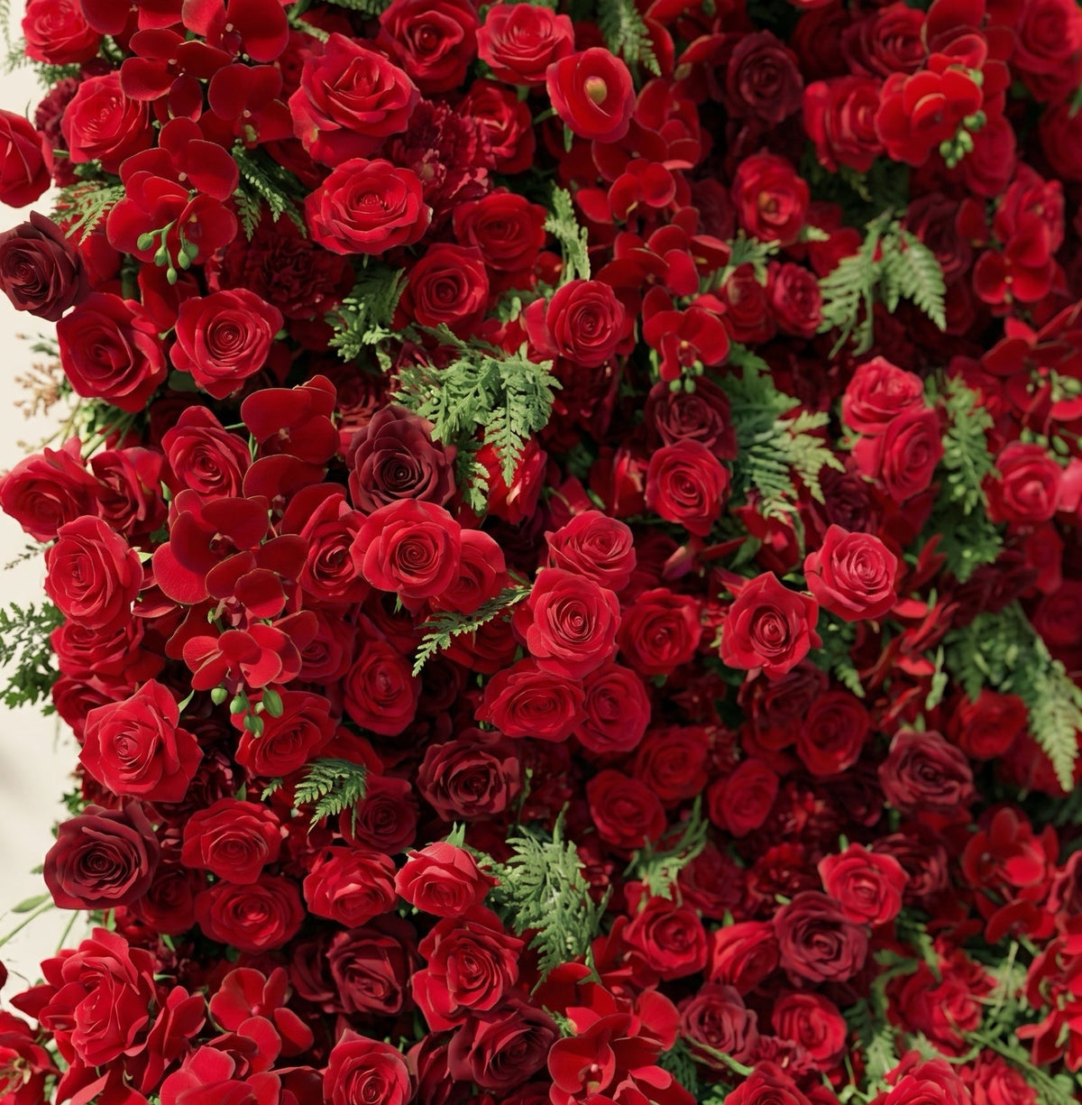 Ivelaria: New Luxury 5D Red Roses Flower Wall with Greenery for Weddings&Event Decor