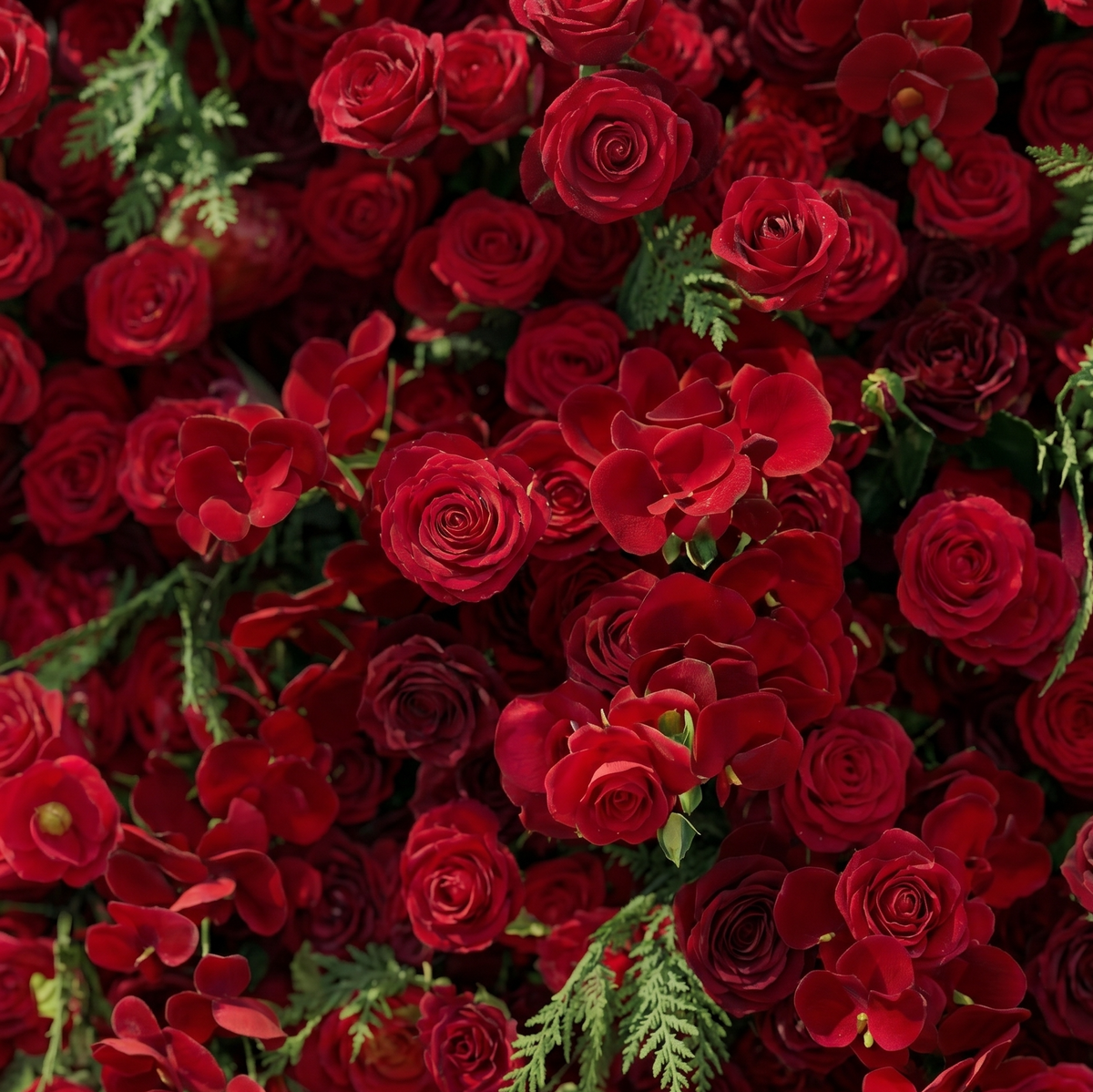 Ivelaria: New Luxury 5D Red Roses Flower Wall with Greenery for Weddings&Event Decor