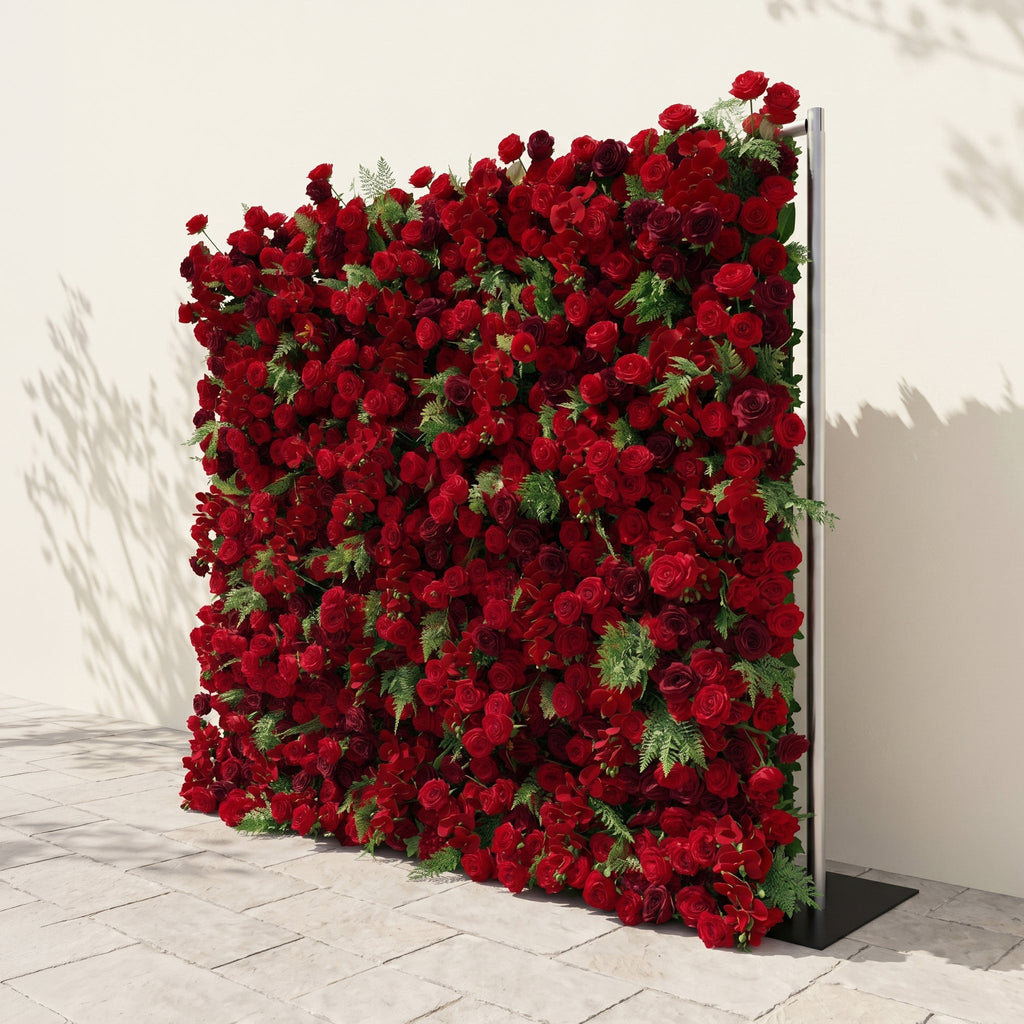 Ivelaria: New Luxury 5D Red Roses Flower Wall with Greenery for Weddings&Event Decor