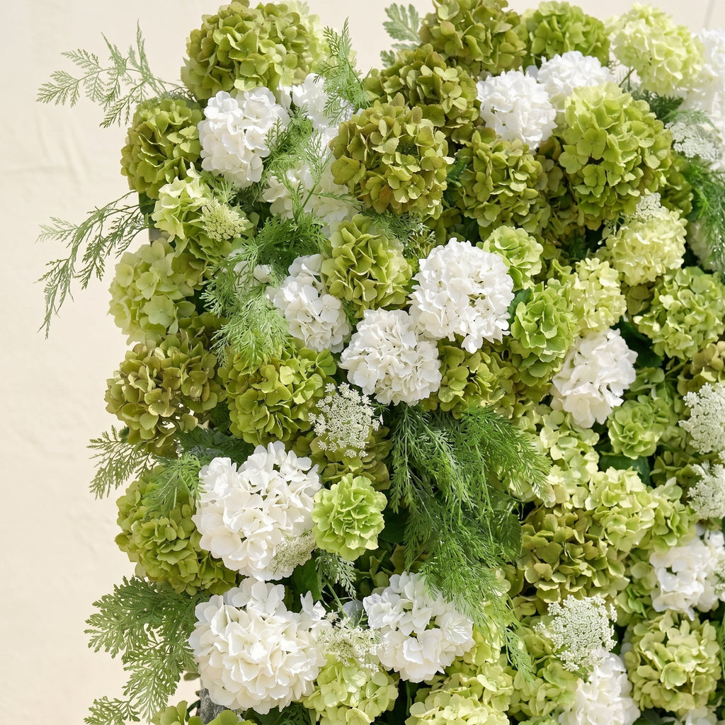 Ivelenna:Serene 5D Light Green & White Floral Wall Roll-Up Backdrop for Spring-Themed Celebrations