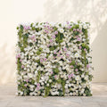 Jollyra:5D Blush Lavender Pink & Ivory White Silk Rose Flower Wall Roll-Up Fabric Backdrop with Lush Greenery for Romantic Weddings & Proposals