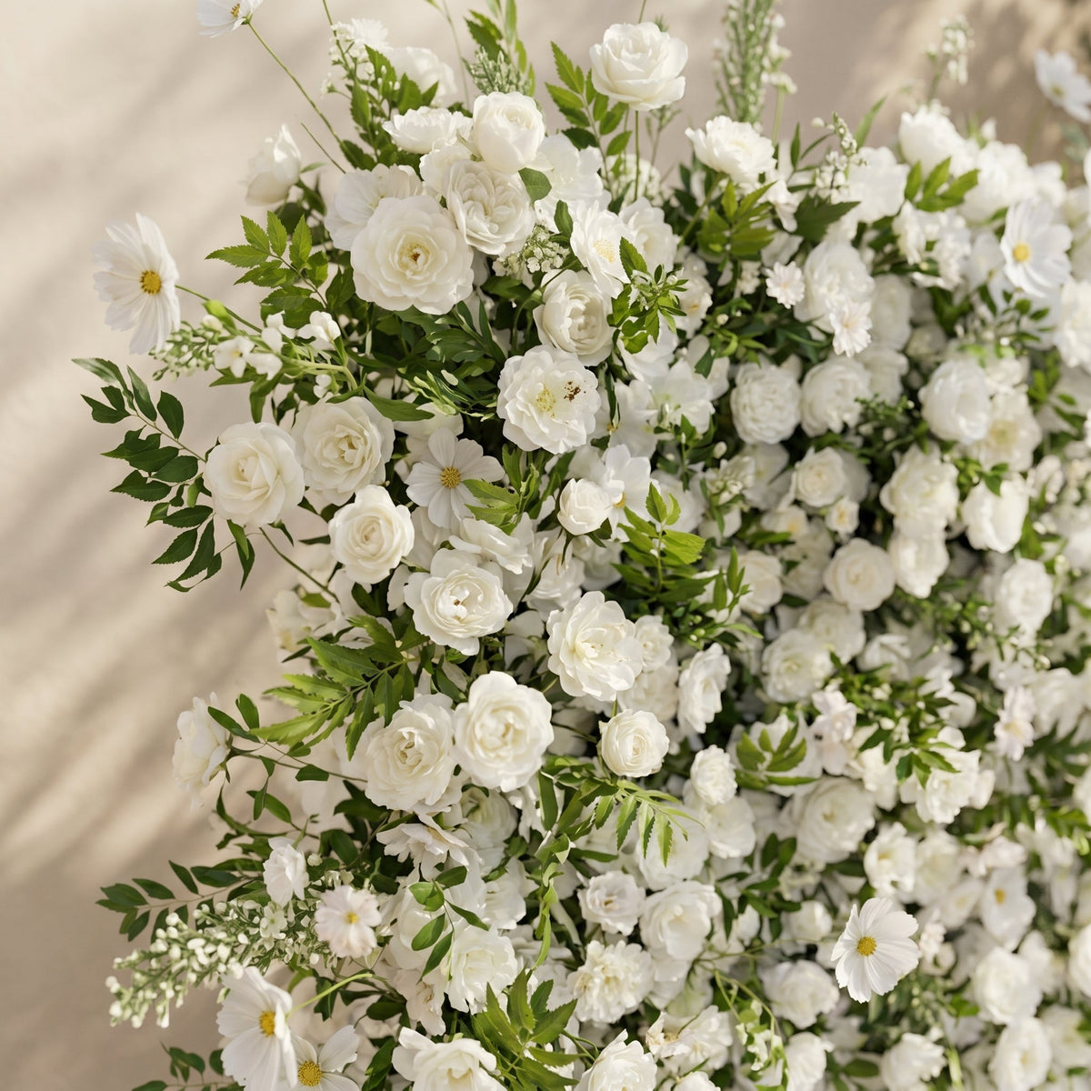 Karelalia:Premium 5D Ivory & Greenery Silk Floral Wall Roll-Up Backdrop for Elegant Minimalist Events