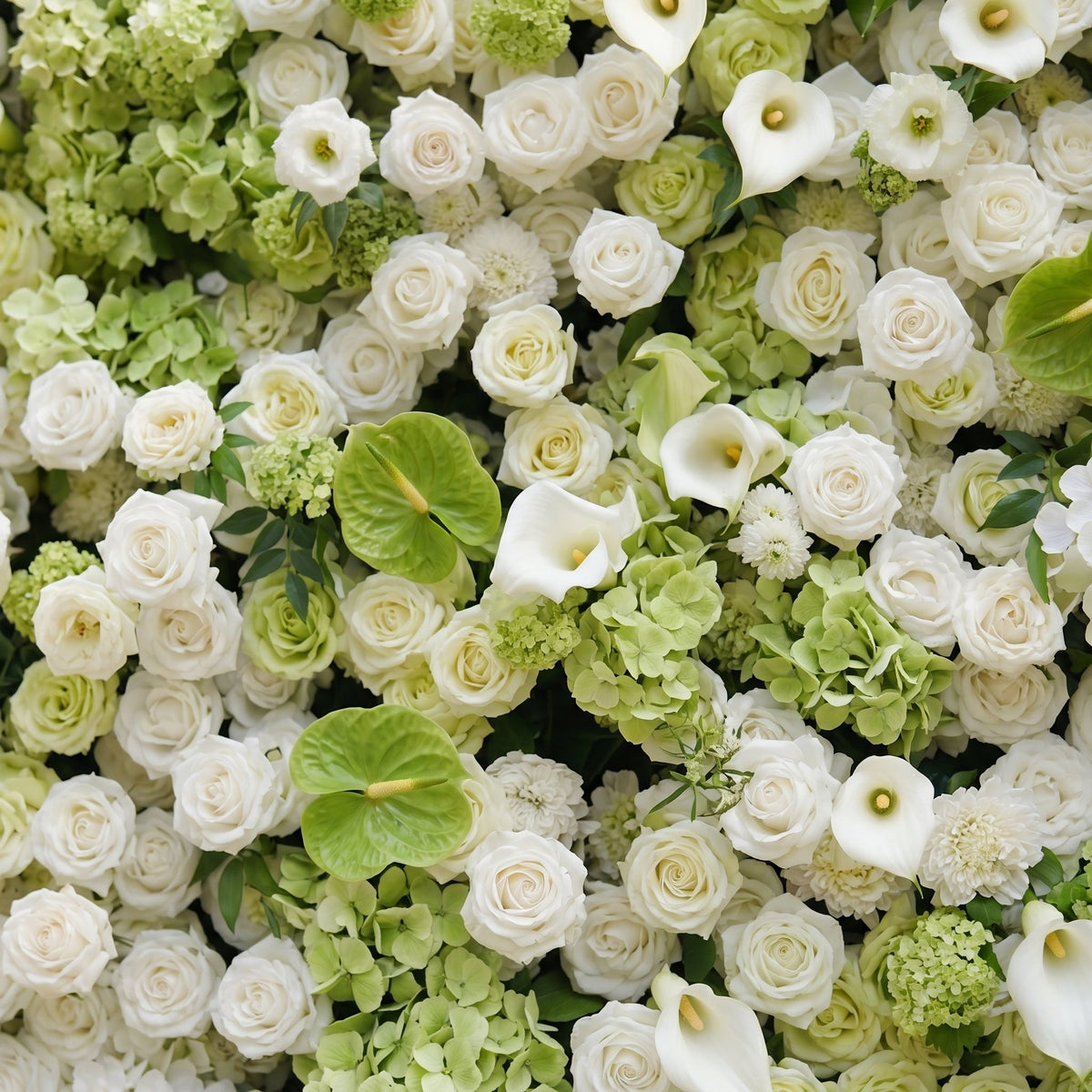 Keirmira:5D Fresh Green & Ivory White Silk Rose Flower Wall Roll-Up Fabric Backdrop for Romantic Weddings & Proposals