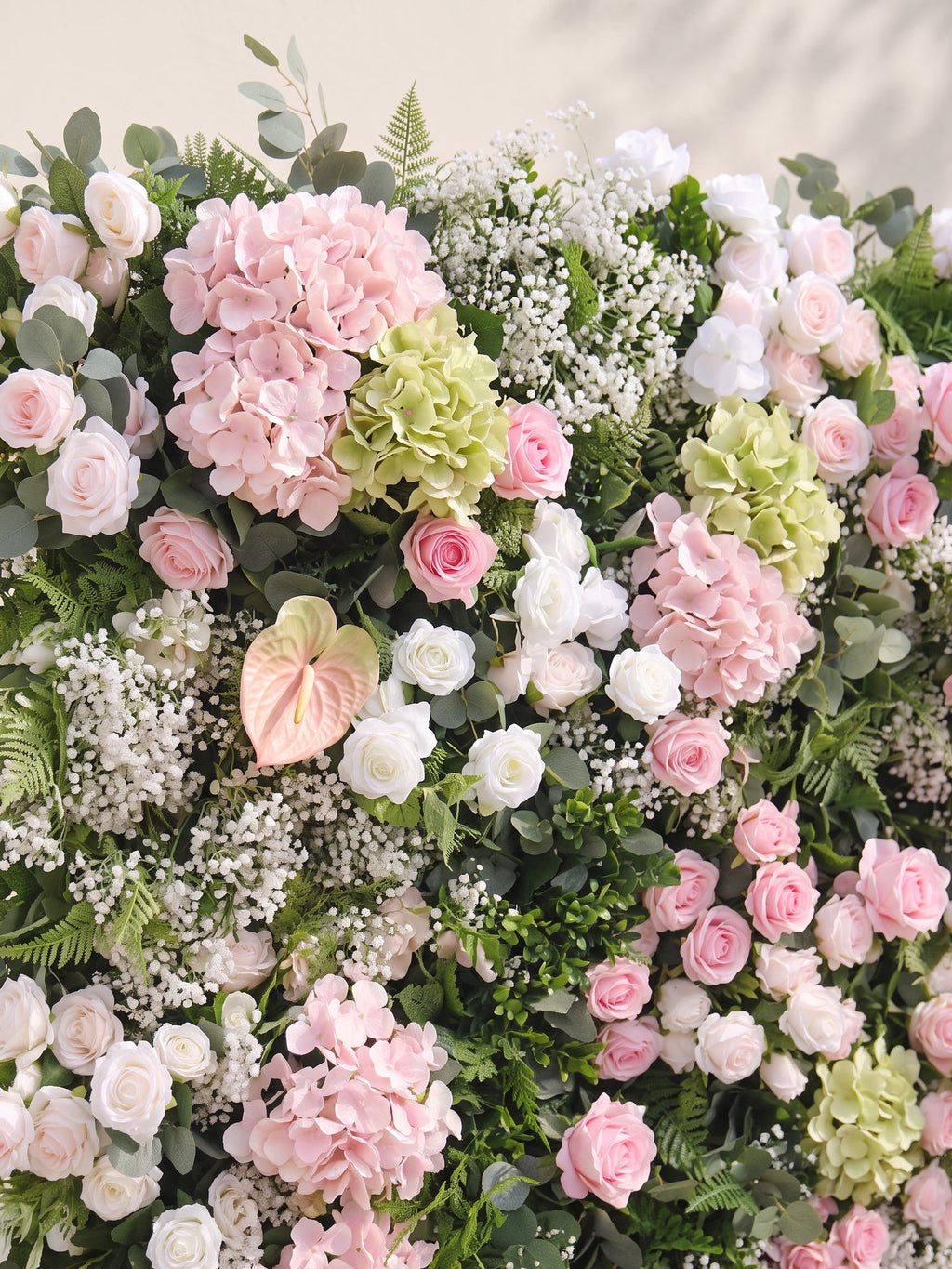 Laelvia: 5D Blush Pink, Ivory White & Greenery Silk Rose Flower Wall Roll-Up Fabric Backdrop for Romantic Weddings & Proposals