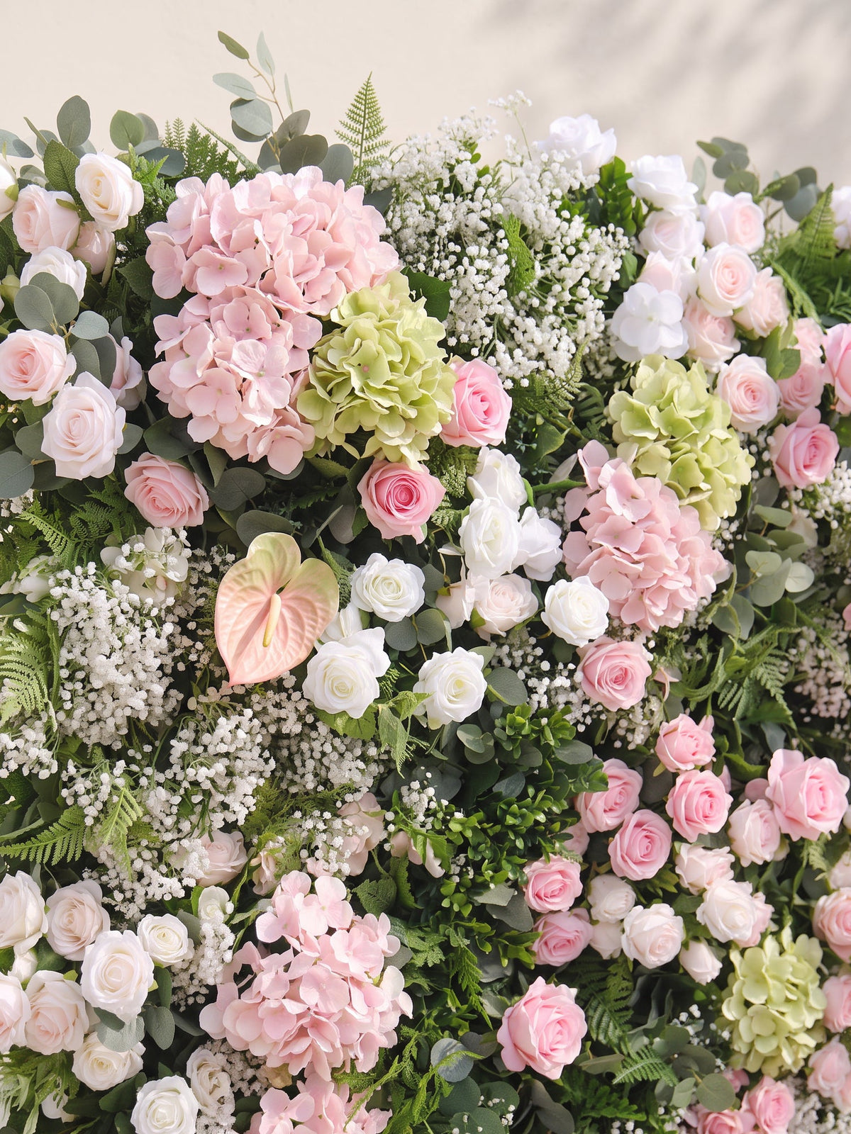 Laelvia: 5D Blush Pink, Ivory White & Greenery Silk Rose Flower Wall Roll-Up Fabric Backdrop for Romantic Weddings & Proposals