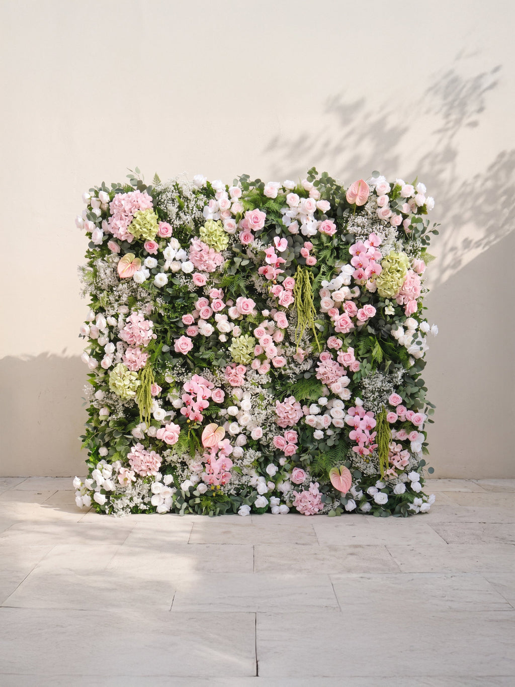 Laelvia: 5D Blush Pink, Ivory White & Greenery Silk Rose Flower Wall Roll-Up Fabric Backdrop for Romantic Weddings & Proposals