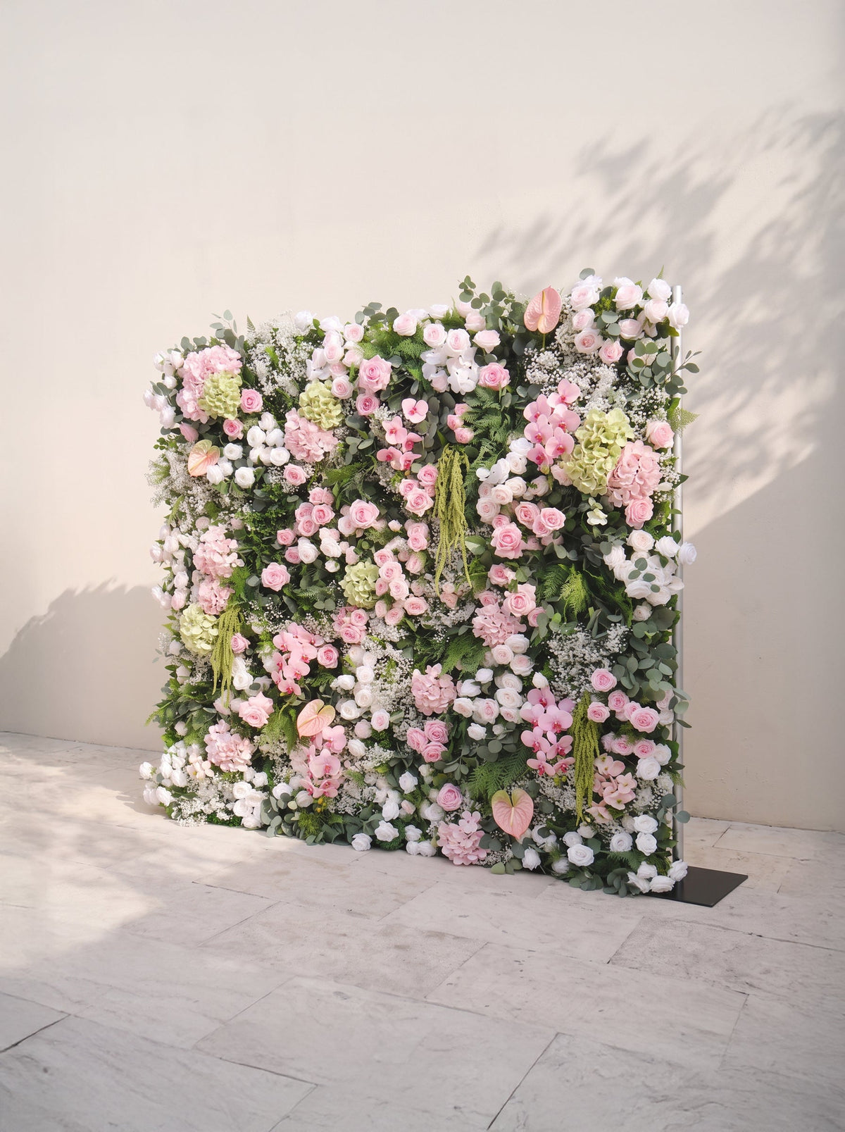 Laelvia: 5D Blush Pink, Ivory White & Greenery Silk Rose Flower Wall Roll-Up Fabric Backdrop for Romantic Weddings & Proposals