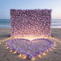Latest Popular Violet Purple Faux Flower Wall for Proposal 8*10ft Artificial Rose Bauhinia Hydrangea Flower Wall with Zip up Free Shipping