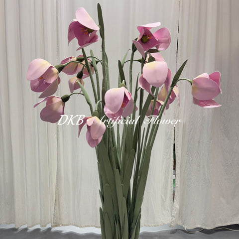 Light Purple Artificial Tulip-Style Flower Giant EVA Material Faux Fritillaria Flower Set White Huge Flower Set Outdoor Decor - Free Shipping