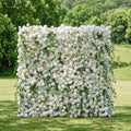 Lioraen: 5D Timeless Ivory and Light Champagne Flower Wall with Hanging Greenery Roll-Up Fabric Backdrop for Garden Party & Event