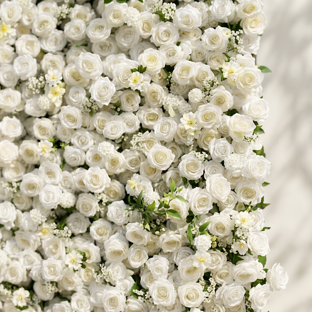Liorbelle: Classic and Luxury 5D White Roses Flower Wall for Weddings&Event Decor